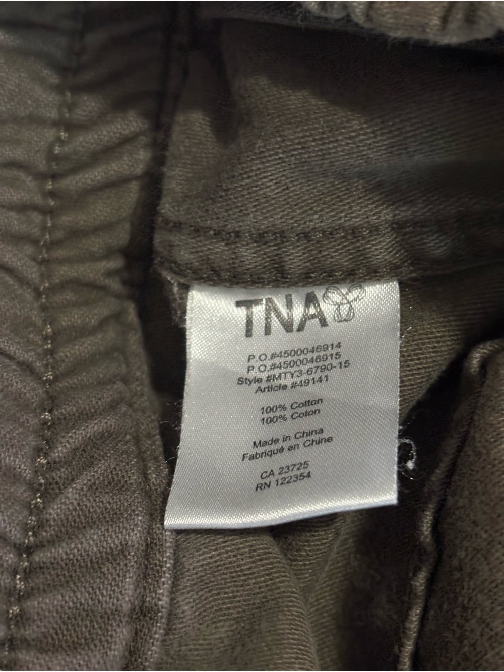 Women TNA Olive Green Drawstring Fleece Jogger Pants Sz 2 100% cotton Athleisure - Picture 7 of 15